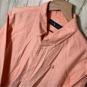 Polo Ralph Lauren Coral Pink Long Sleeve Button Down Shirt‎ Mens Size XL